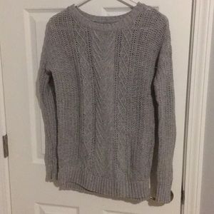 Grey longline sweater- mixed stitch